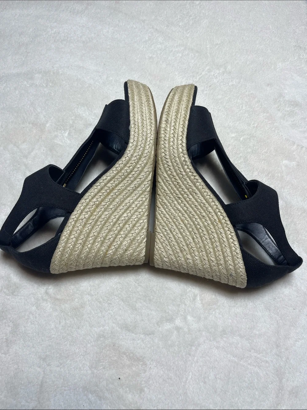 Michael Kors Black Canvas Wedge Espadrilles with Front Zip Size 9